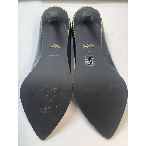 COACH Waverly Leather Pump With Beadchain In Black & Gold Sz 6 - Picture 7 of 12